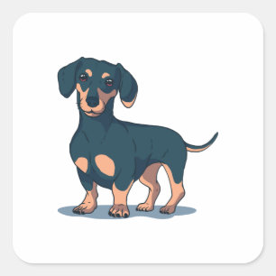 Sticker Carré Cool noir Dachshund conception chien