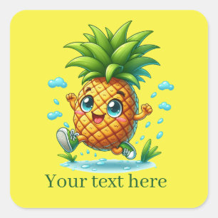 Sticker Carré Cool scission ananas ajouter du texte été