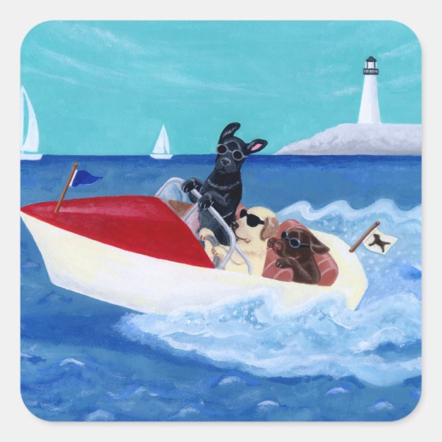 Sticker Carré Cool Summer Labradors Peinture (Devant)
