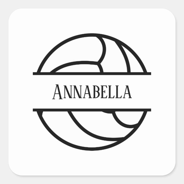 Sticker Carré cool volleyball ajouter nom (Devant)