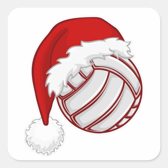 Sticker Carré Cool Xmas Volleyball fan design Joyeux Noël (Devant)