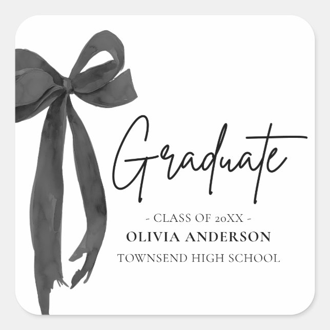 Sticker Carré Coquette Black Bow moderne Graduate Graduate (Devant)