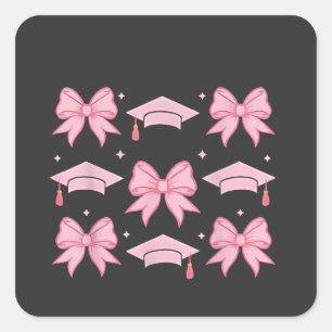 Sticker Carré Coquette Bow Graduation Palette rose 2025