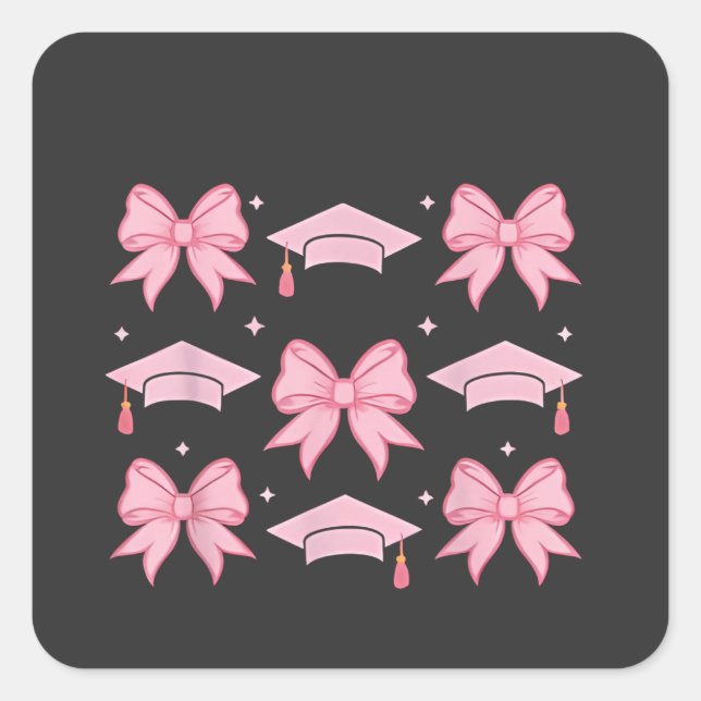 Sticker Carré Coquette Bow Graduation Palette rose 2025 (Devant)