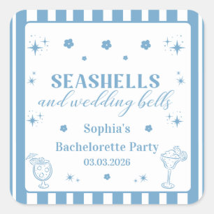 Sticker Carré Coquillages et Mariage Bells Bachelorette Party