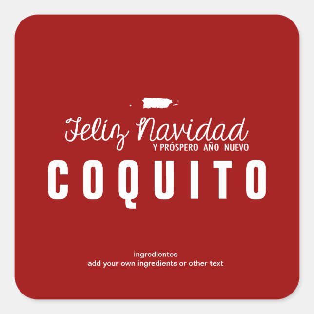 Sticker Carré Coquito de Noël rouge (Devant)