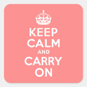 Sticker Carré Corail Clair Garder Son Calme et Continuer
