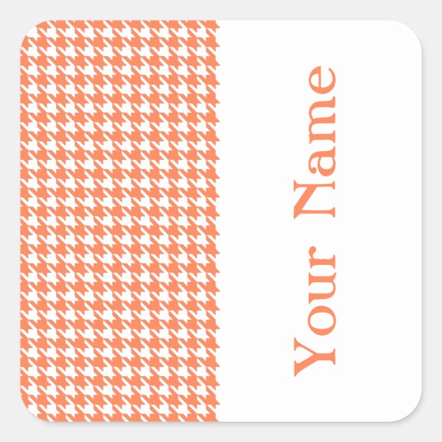 Sticker Carré Coral Modern Houndstooth avec nom (Devant)
