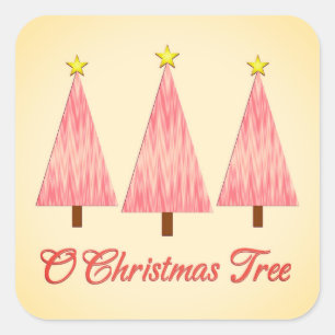 Sticker Carré Coral rose Ombre Motif Arbres de Noël modernes