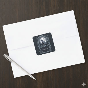 Sticker Carré Corbeau de lune gothique Archétype Académie sombre