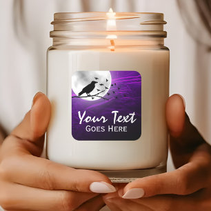 Sticker Carré Corbeau silhouette de corneille noire sur gothique