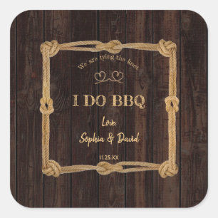 Sticker Carré Corde Rustique Nous Nous Marions JE FAIS DU BBQ