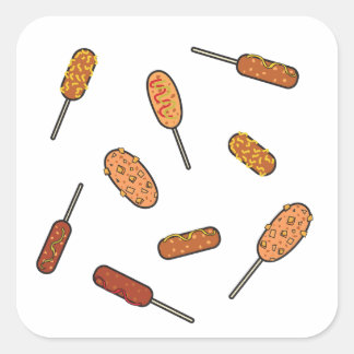 Sticker Carré coréen chien de maïs, snack coréen, coréen hot dog