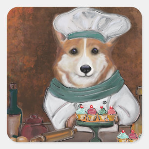Sticker Carré Corgi