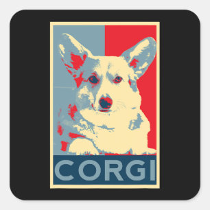 Sticker Carré Corgi Art Dog Art pour les fans de Corgis