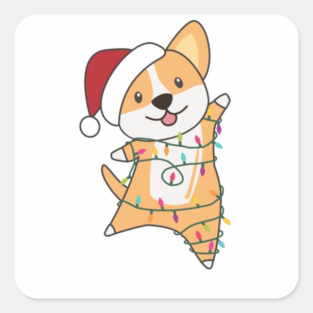 Sticker Carré Corgi Christmas Snow Winter Animals Corgis (Devant)