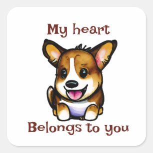 Sticker Carré Corgi orange mignon pour une humeur positive