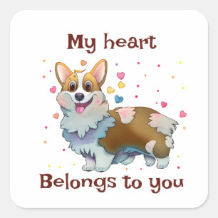 Sticker Carré Corgi orange mignon pour une humeur positive