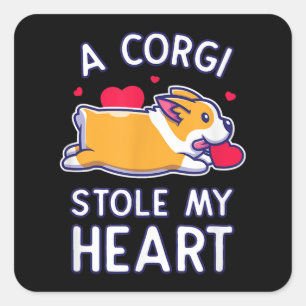 Sticker Carré Corgi Valentine Funny Valentines Day Cute Corgi