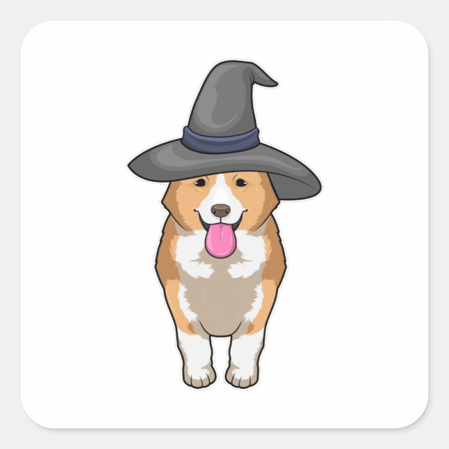 Sticker Carré Corgi Witch (Devant)