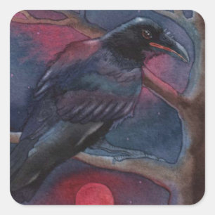 Sticker Carré Corneille et augmentation rouge de lune