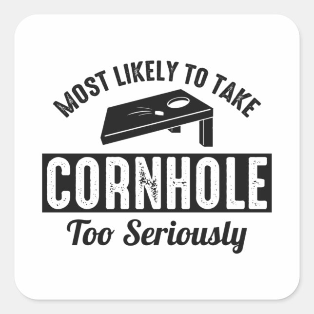 Sticker Carré Cornhole Bean Bag Toss Outdoor Lawn Game Funny (Devant)