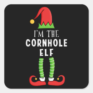 Sticker Carré Cornhole Elf Noël jumelé cadeau de famille