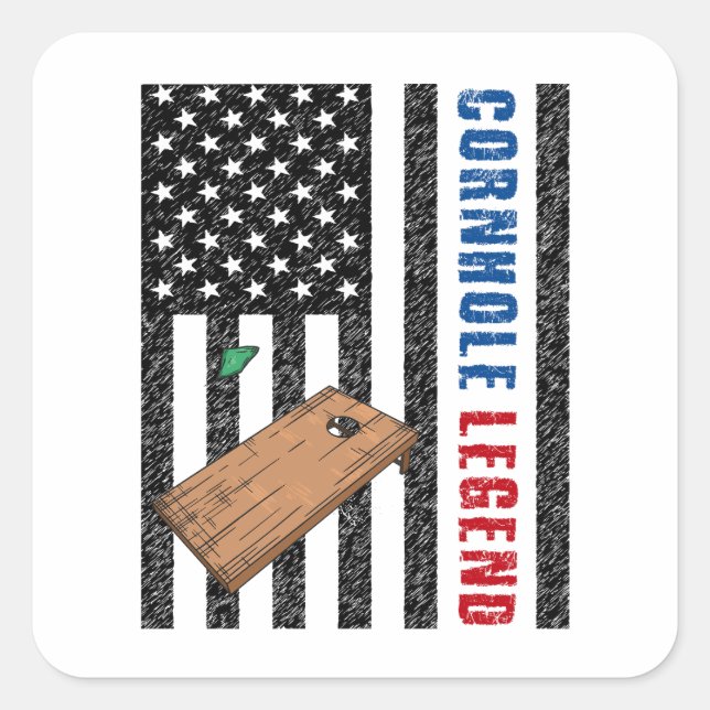Sticker Carré Cornhole Legend USA (Devant)