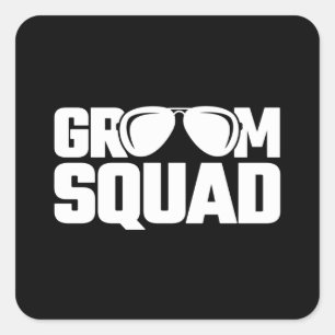 Sticker Carré Correspondance Groomsman Group Groomsmen Bachelor 