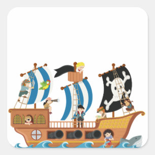 Sticker Carré Corsaire de bateau de pirate