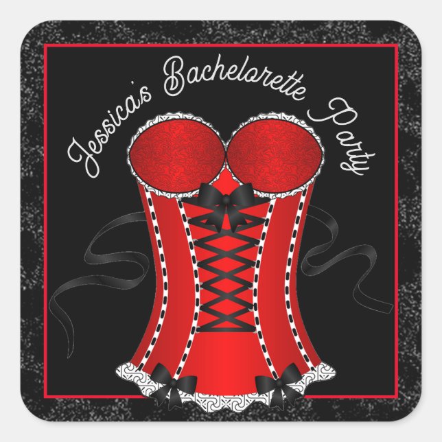 Sticker Carré Corset Rouge Flirt (Devant)