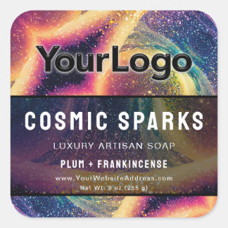 Sticker Carré Cosmic Rainbow Reiki Energy Worker Product Labels