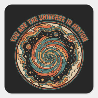 Sticker Carré Cosmic Universe In Motion - Retro tee