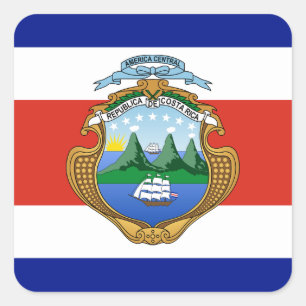 Sticker Carré Costa Rica (armoiries/drapeau)