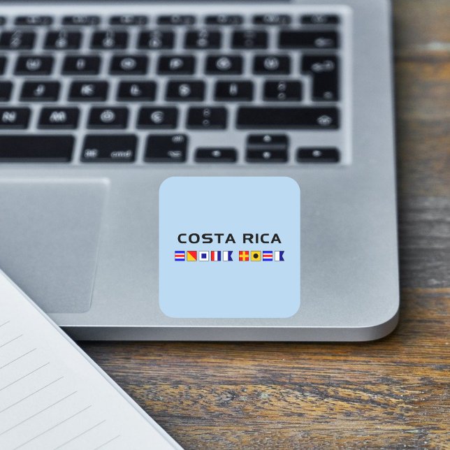 Sticker Carré Costa Rica Nautical Maritime Flags (Créateur téléchargé)