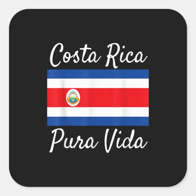 Sticker Carré Costa Rica Pura Vida T-Shirt ! Belle F Nationale (Devant)