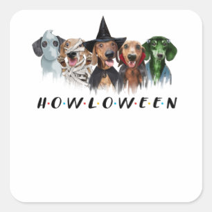 Sticker Carré costume dachshund halloween t-shirt halloween hall