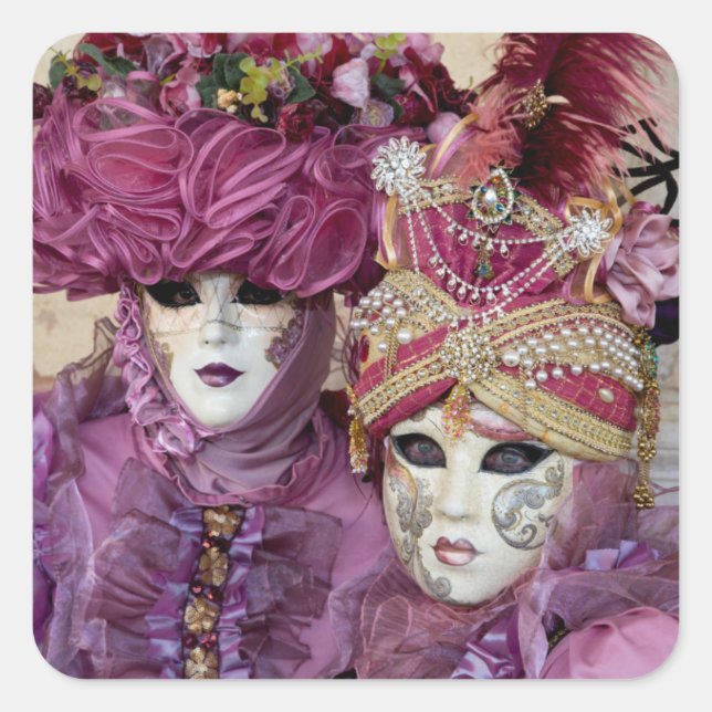 Sticker Carré Costume de carnaval pourpre, Venise (Devant)