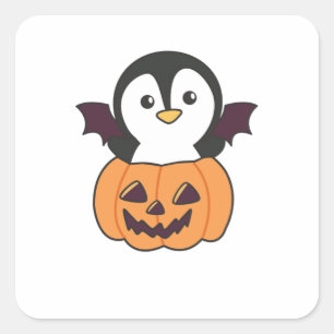 Sticker Carré Costume de chauve-souris Citrouille d'Halloween Pe