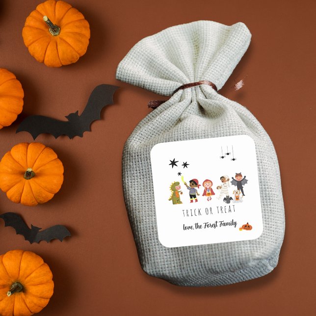 Sticker Carré Costume enfant mignon Halloween Stick de la partie (Cute Kids Costume Halloween Party Sticker)