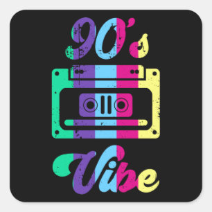Sticker Carré Costume esthétique rétro Fête 90s Vibe