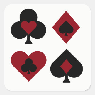 Sticker Carré Costumes de plateau de cartes de poker rouge et no