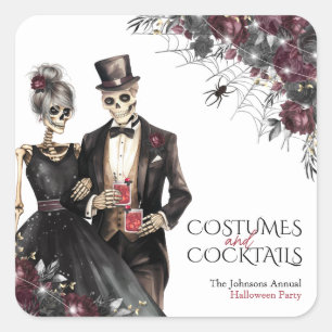 Sticker Carré Costumes et cocktails Fête d'Halloween pour adulte