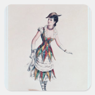 Sticker Carré Costumez la conception pour un harlequin féminin,