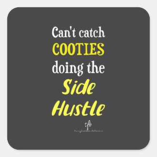 Sticker Carré Côté Hustle Cooties Neon Jaune Texte