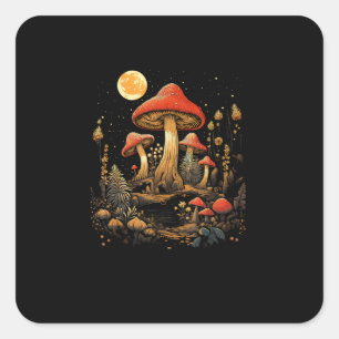 Sticker Carré Cottagecore Champignon Cottagecore Esthétique Gobl