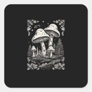 Sticker Carré Cottagecore Esthétique Champignon Goblincore Mycol