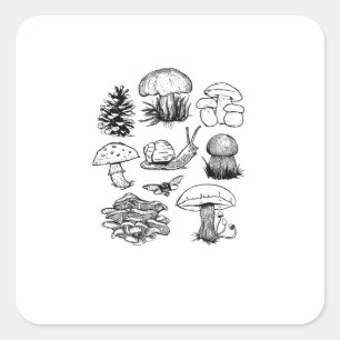 Sticker Carré Cottagecore Esthétique Goblincore Champignon Escar