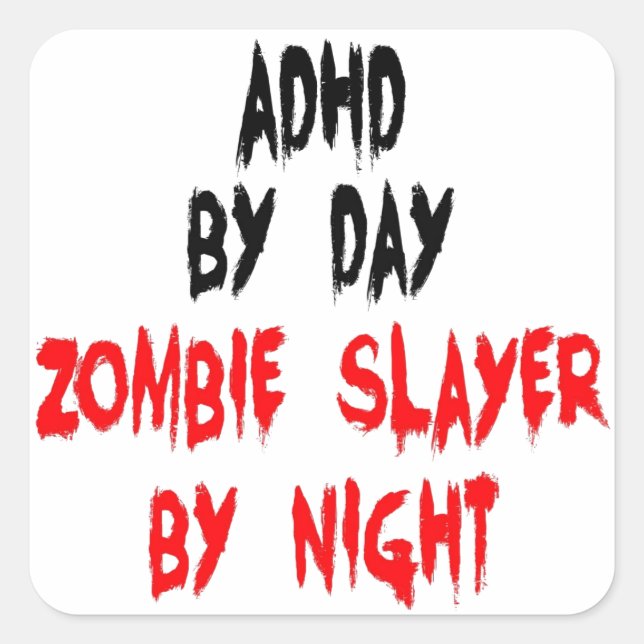 Sticker Carré Couche Zombie ADHD (Devant)