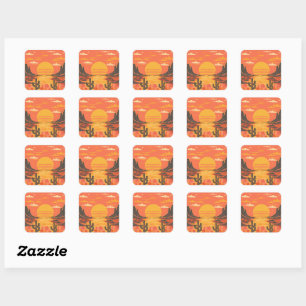Sticker Carré Coucher de soleil